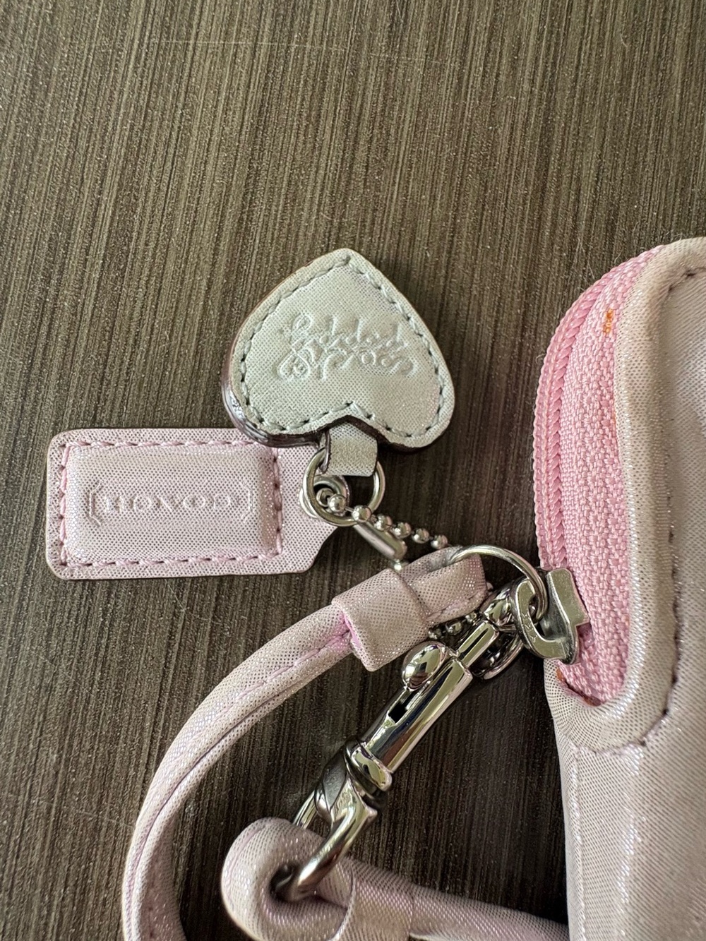 SOLDโ COACH Pink Poppy Legacy Vertical Wristlet - Picture 4 of 12
